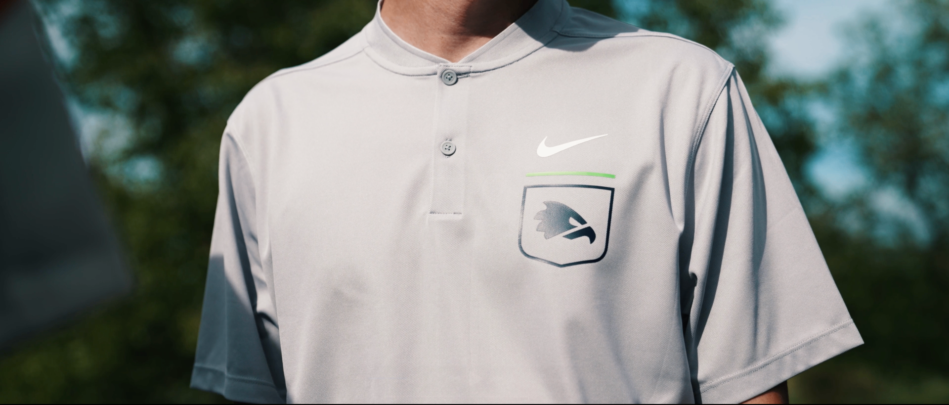 Chicago Eagles crest detail on a Nike polo